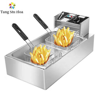 6L+6L Commercial Electric Deep Fryer Electric Deep Fat Fryer With Thermostat Controller
